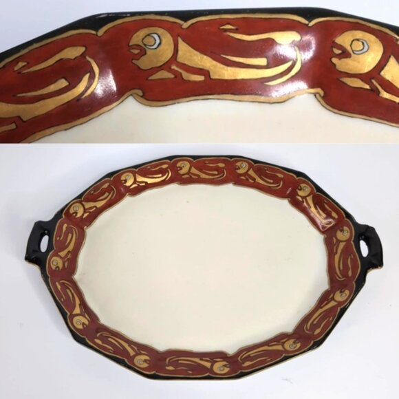Vintage French Porcelain of Limoges Art Nouveau Decorative 1910s Serving Tray - Picture 1 of 10